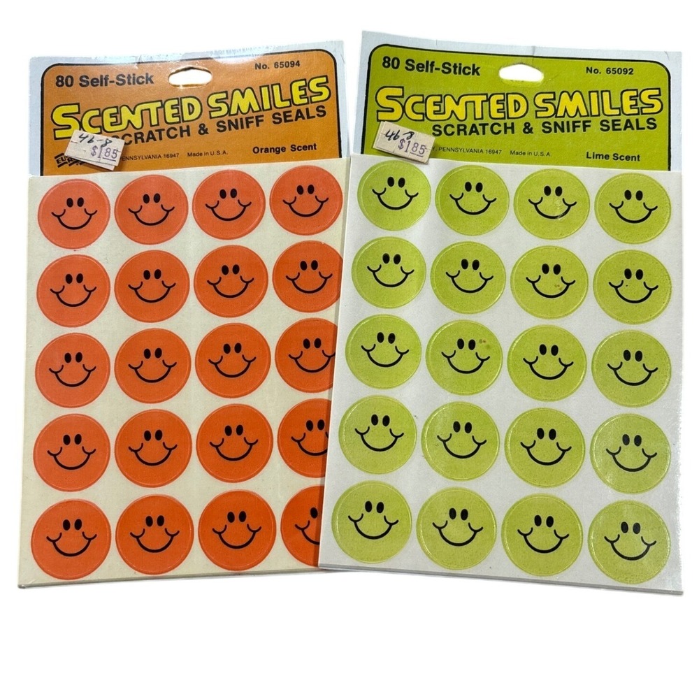 Vintage Eureka Scented Smiles Scratch Sniff Stickers Orange Lime 2 Packs 160ct